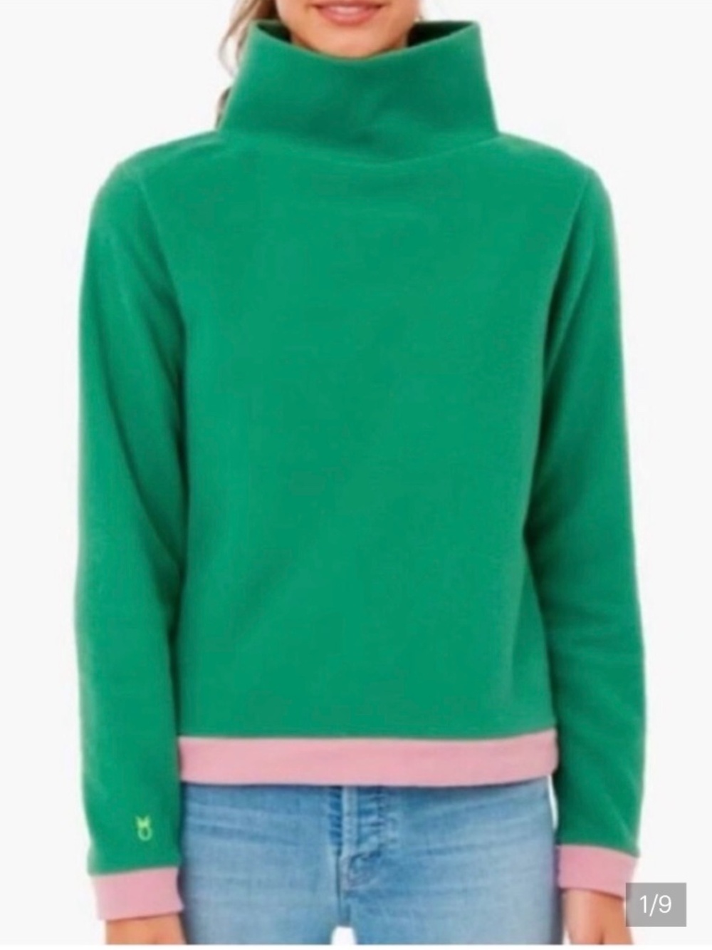 Dudley Stephen’s Forest Green with Pink Trim Fleece Pullover